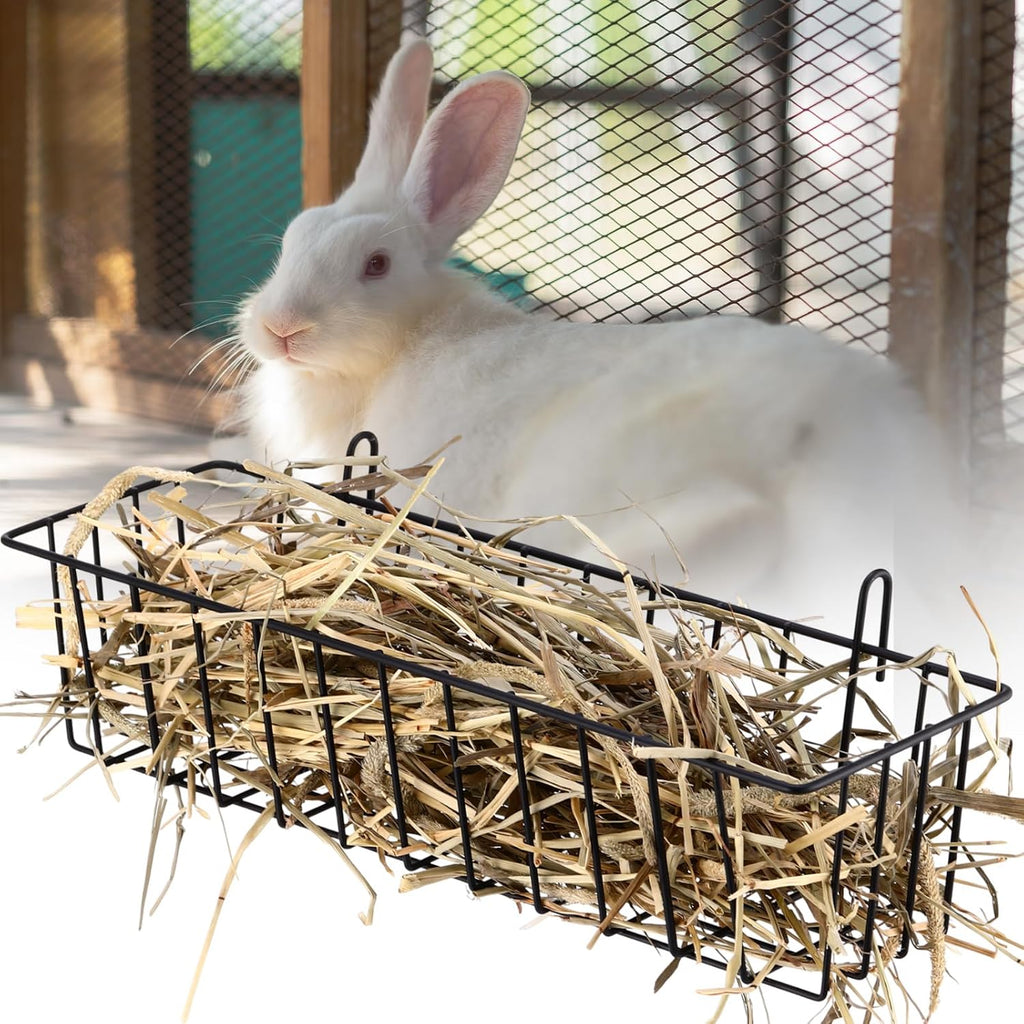 Therwen 4 Pcs Rabbit Hay Feeder Guinea Pig Heavy Duty Metal Frame Hay Rack with Hooks Cage Hanging Holder for Bunny Chinchilla Small Animals Accessories(12.4 x 3.9 x 3 Inches)