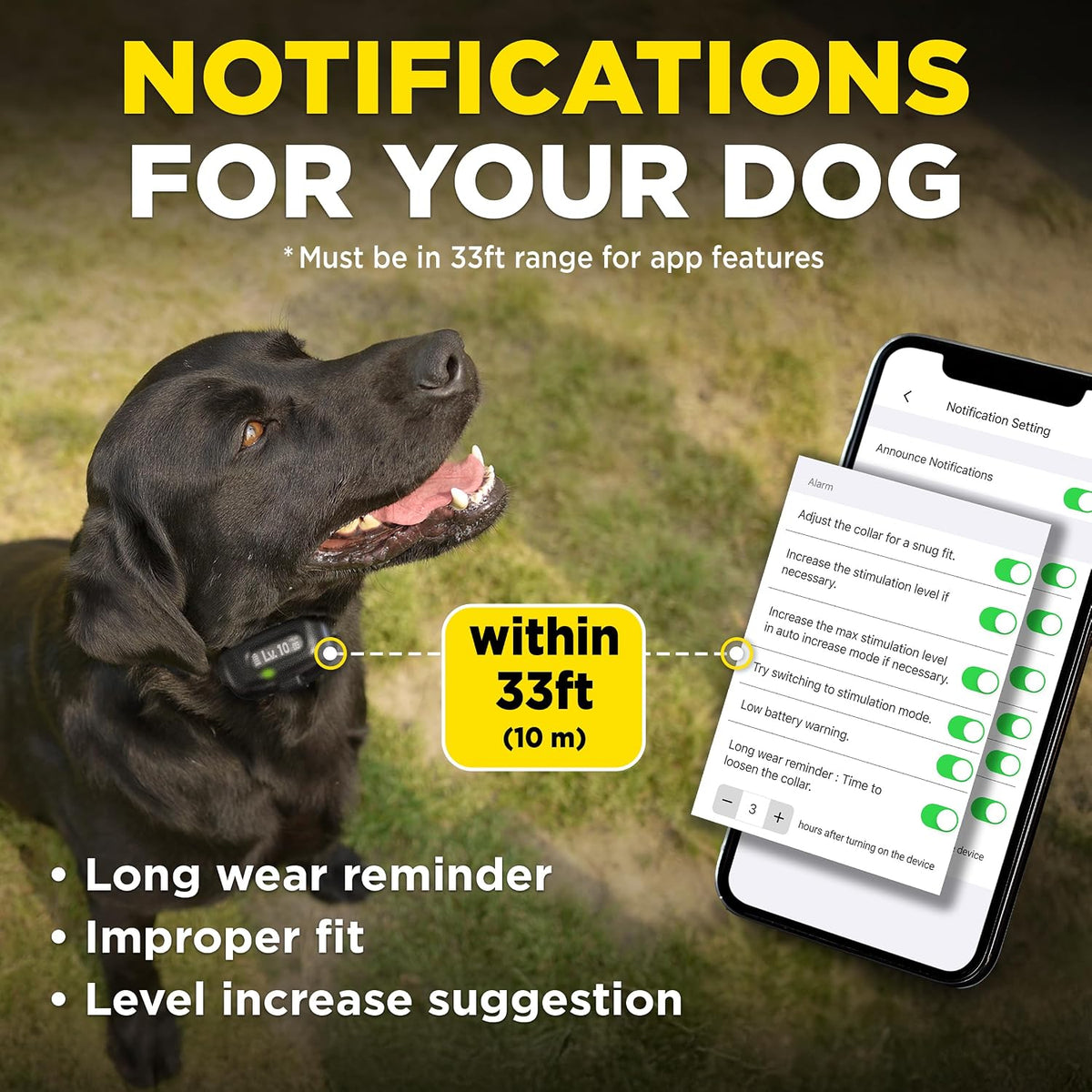 Dogtra Smart NOBARK Detects Whining and Barking, 33 ft Range App for Notifications, E-Collar, Behavior Report, Waterproof IPX9K, Compact Size for 10 lb Dogs, Triple Detection Accuracy