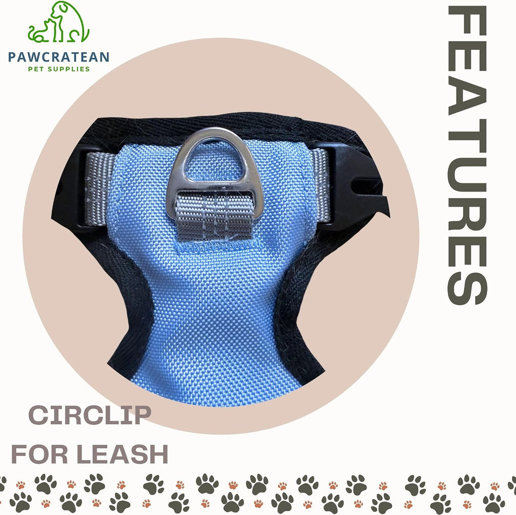 Cat 5-Point Adjustable Harness and Leash Set, Sky Blue Polyester, 5-Point Adjustable Vest with Reflective Lines Prefect for Outdoor Soft Comfortable (Medium)