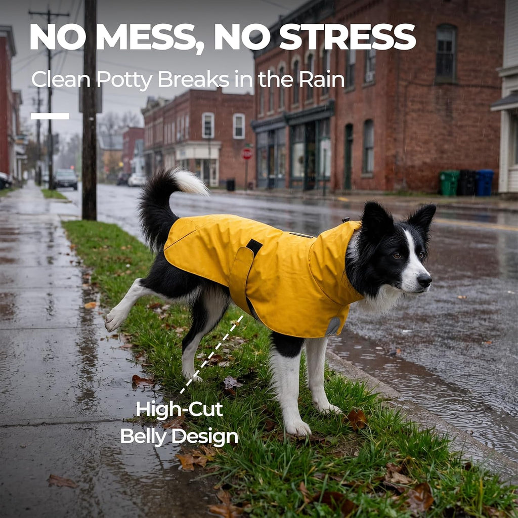 Easy-On PU Dog Raincoat, No Leg Holes (Yellow, Large)