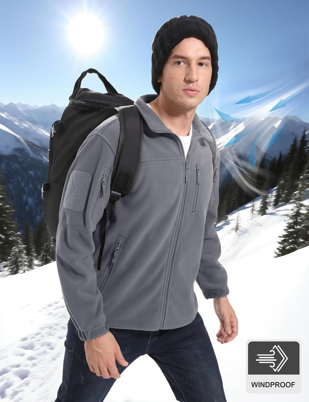 Men's Fleece Jacket Winter Warm Tactical Work Coat for Men
