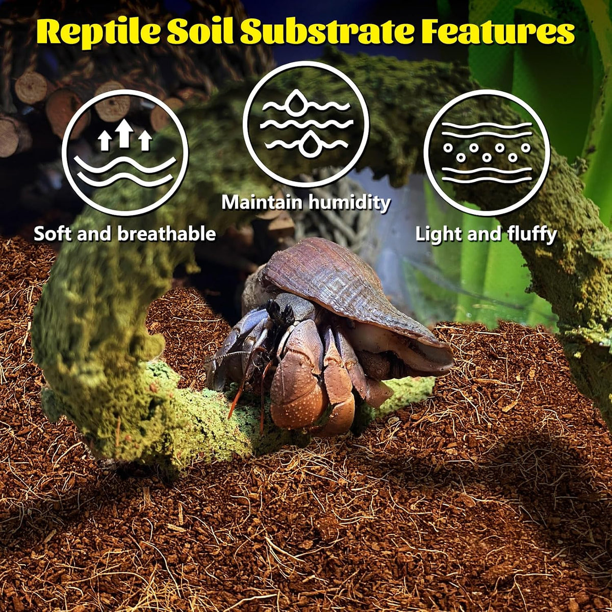 Hamiledyi Reptile Coconut Fiber Substrate Lizards Breathable Coconut Soil Tortoise Habitat Substrate Terrarium Bedding for Snake, Bearded Dragon, Gecko, Horned Frog, Hermit Crab, Tarantulas (2Pack)