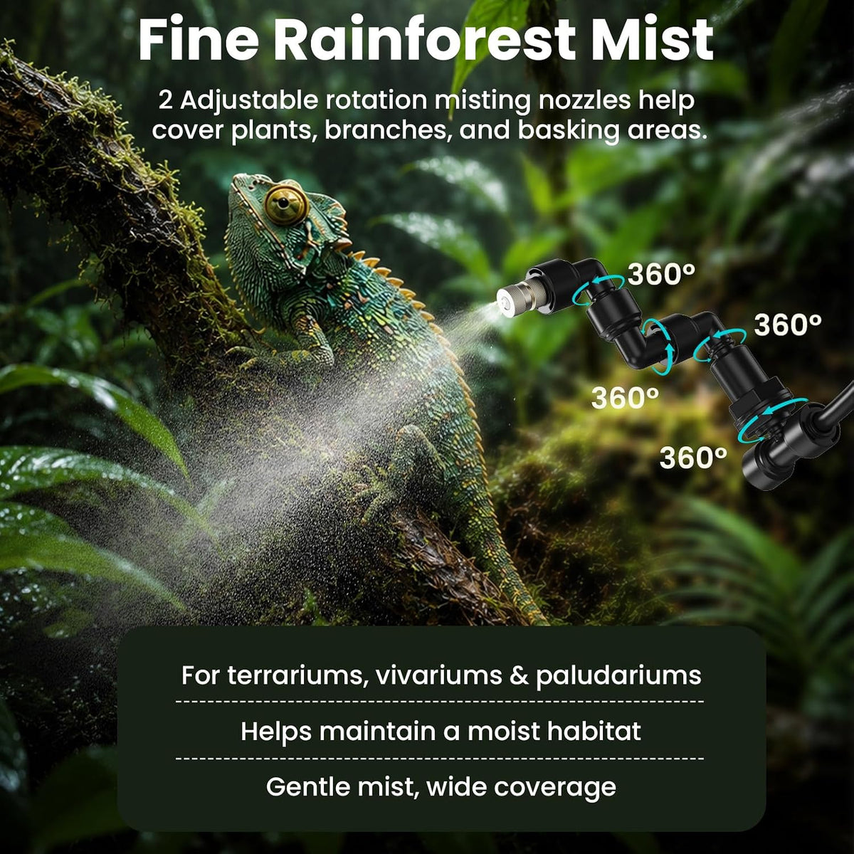 Reptile Smart Mister, Reptile Humidifiers Misting System with Timer