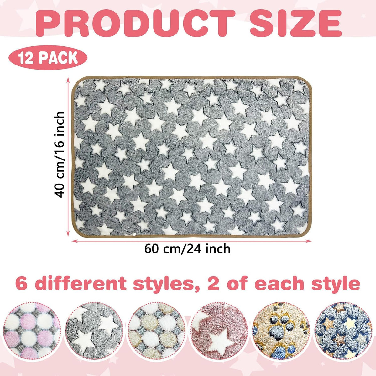 PINVNBY 12 PCS Guinea Pig Blanket Washable Fleece Blanket for Guinea Pigs Reusable Small Animal Cage Sleep Mat Bedding Pad for Hamster Bunny Ferret Chinchilla Hedgehog (24 x 16 Inch)