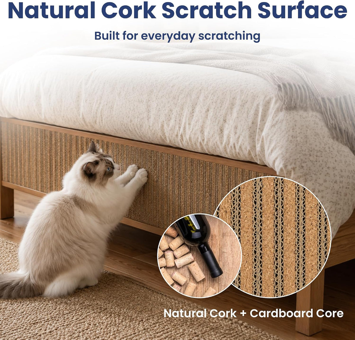 PawsPik Flexible Cork Cat Scratch Mat, Brown