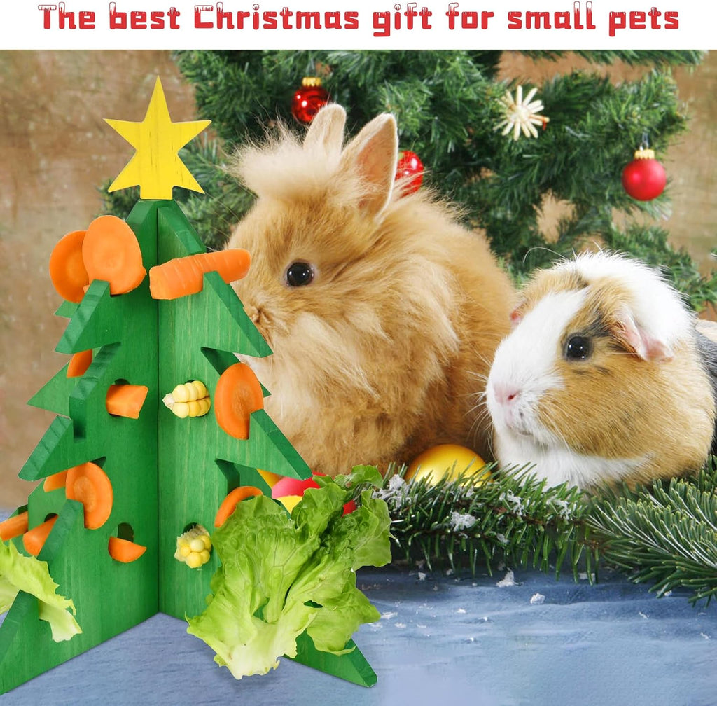Rabbit Foraging Puzzle Toy - Christmas Tree Guinea Pig Bunny Hamster Vegetable Hay Feeder