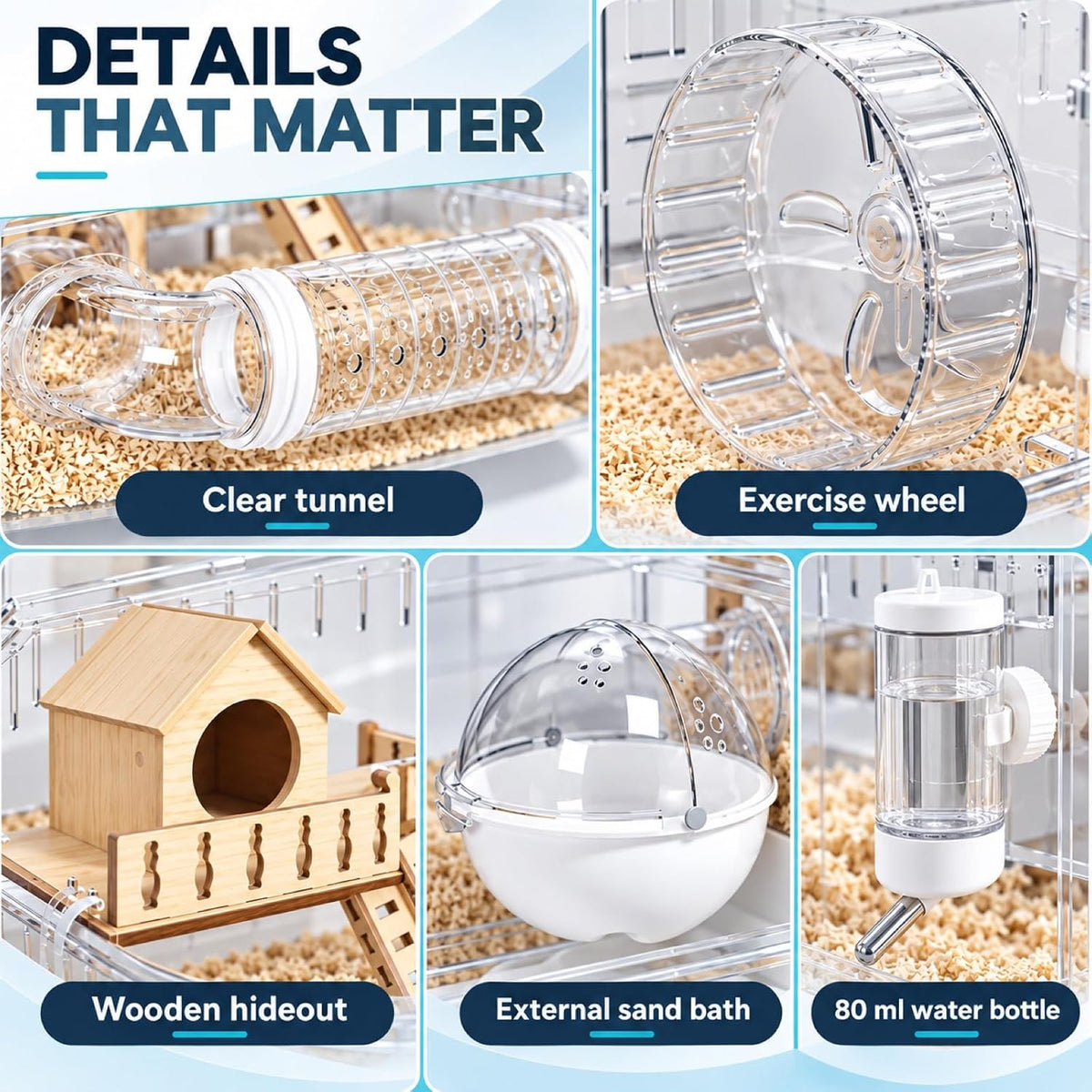 9 in 1 Dwarf Hamster Cage,Acrylic Hamster Cage with Tubes,Casa para Hamster