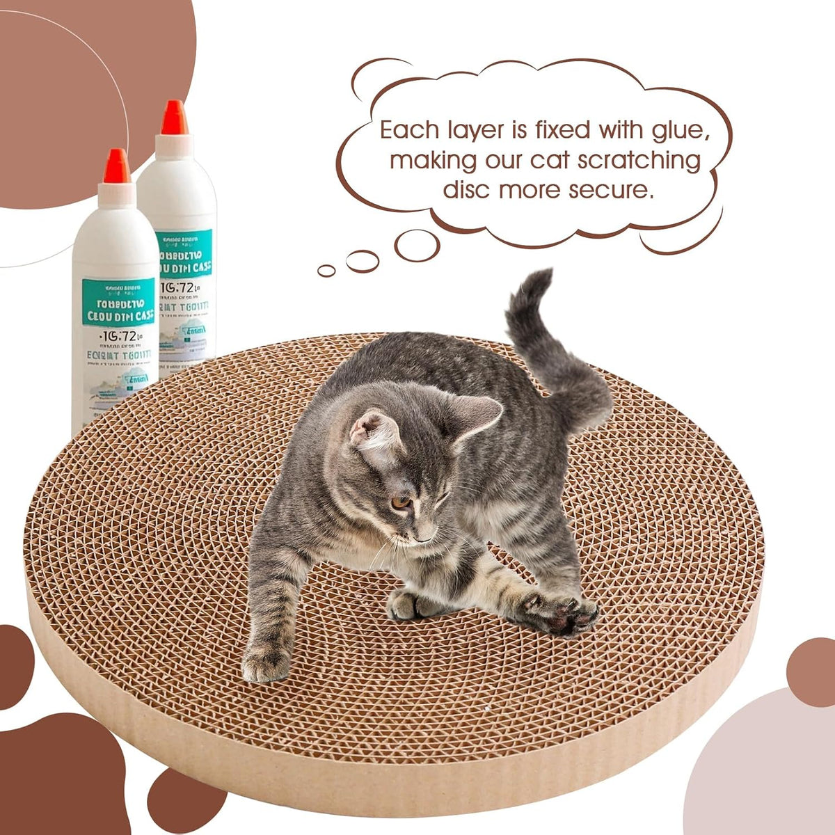 Round Cat Scratcher Refill 10 inch Diameter 7/8 Inch Thickness Circle Cardboard Cat Scratcher Replacement Pads Cat Scratching Boardcat Scratcher Pad for Indoor，3 PCS