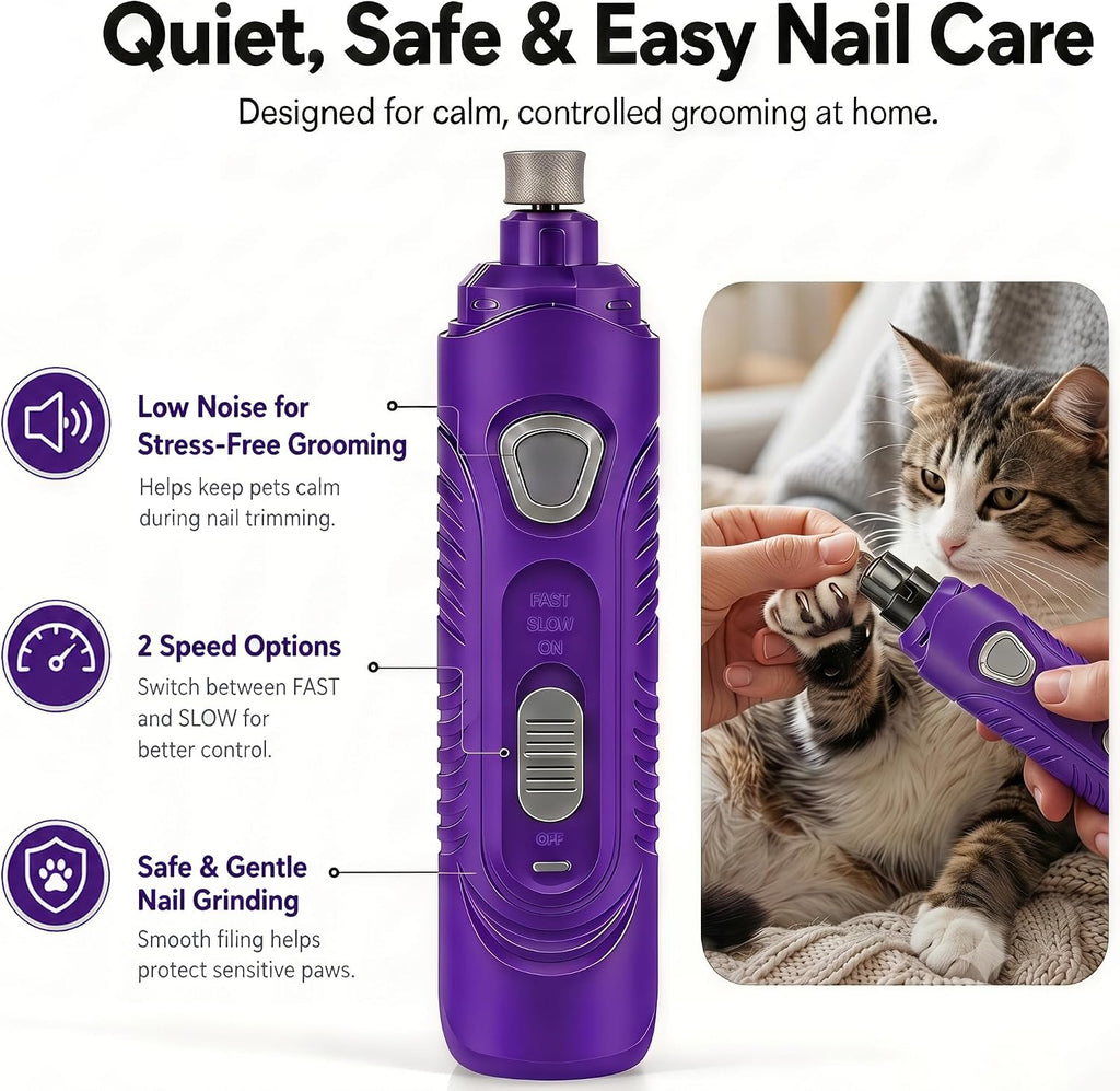 Dog Nail Grinder Whisper Quiet LED & Safe for Sensitive Dogs Cats