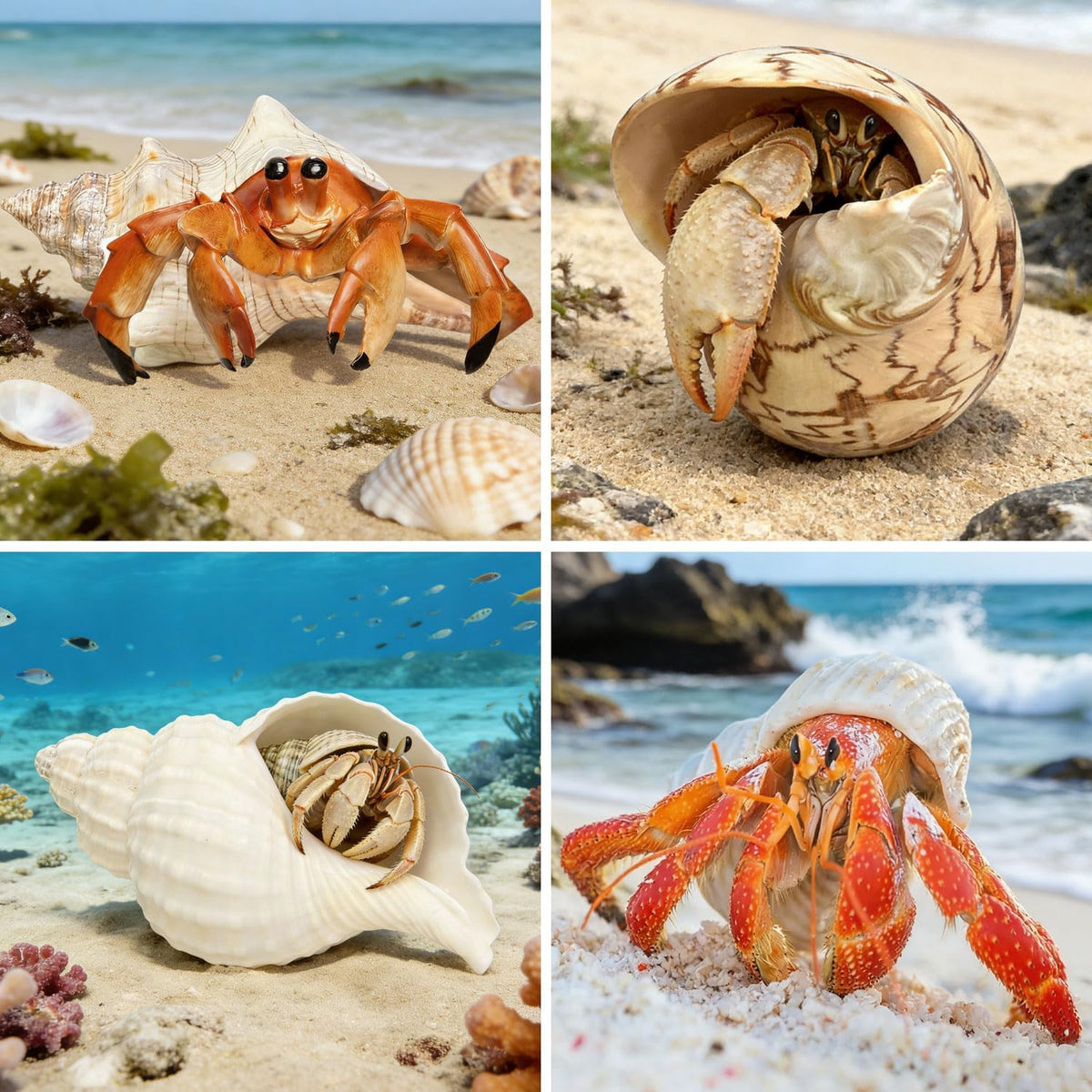Hermit Crab Shells, 5 Pack, 2.8-4.5 in, Natural Turbo Shells