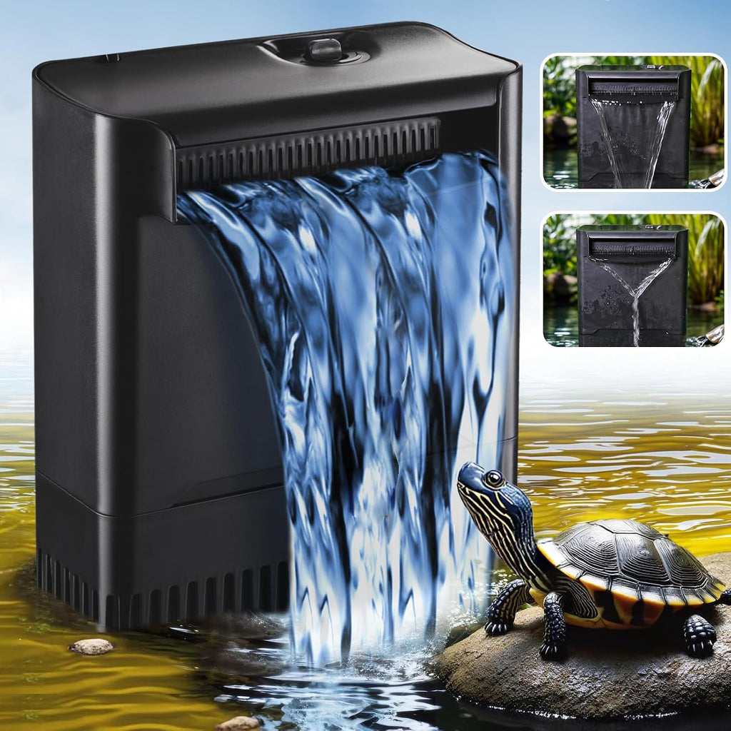 290GPH Turtle Tank Filter Aquarium Filter for 20-85 Gallon, Turtle Filter Low Water Level Available and Flow Adjustable, Turtle Water Filter for Shrimps Amphibians Turtle Tank Saltwater Freshwater