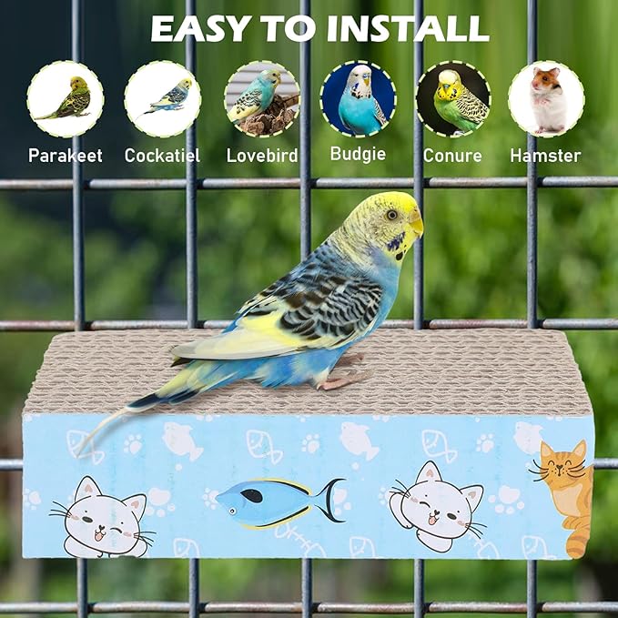 2 PCS Bird Chew Toy Parrot Cage Perch Cardboard Platform Bird Paw Grinding Stand - Image 4