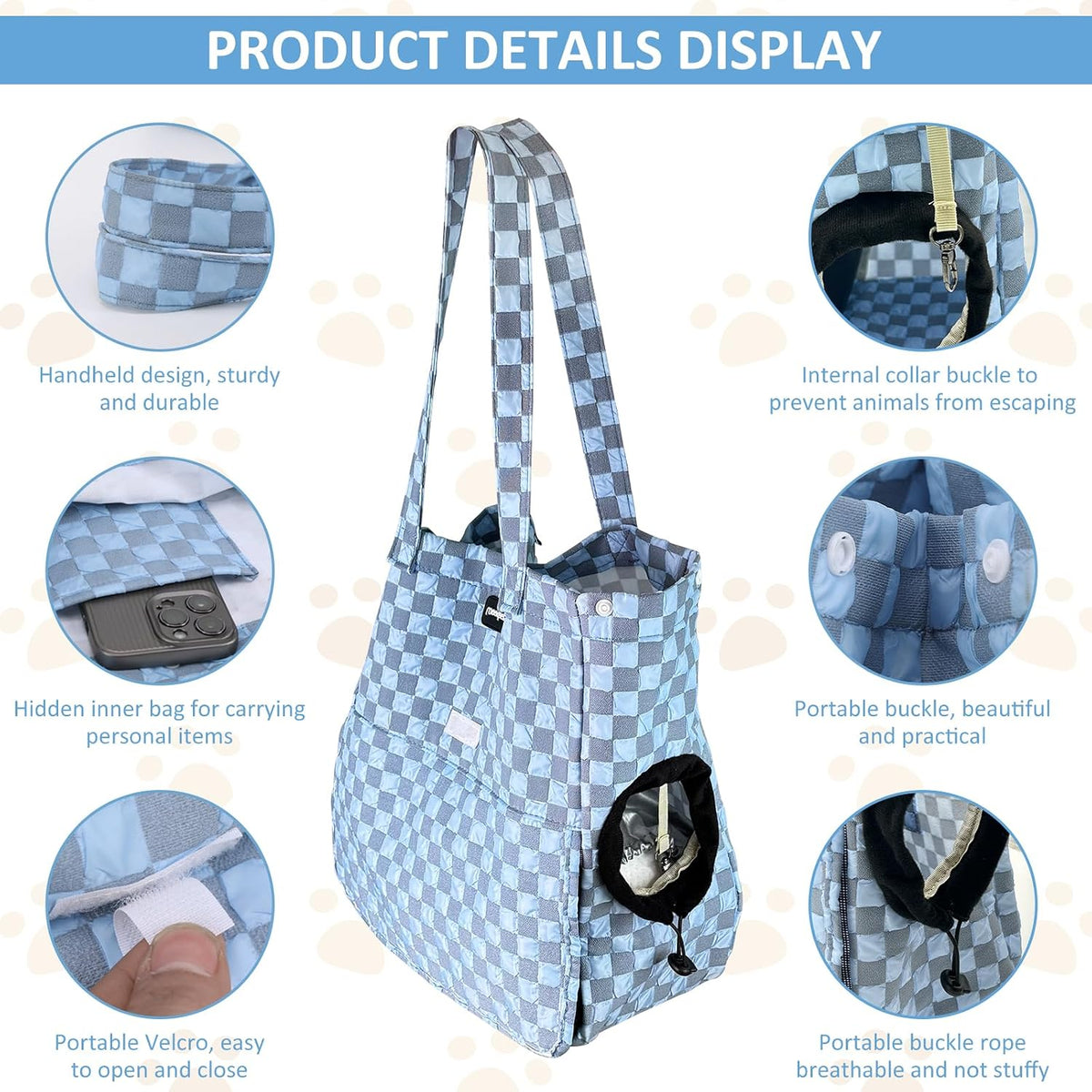 Dog Sling Carrier Pet Sling Carrier for Small Dog & Cats, Puppy Sling with Pockets, Classic Breathable Design for Travel, Camping & Outdoo,Maximum Load Capacity of 22 Pounds.