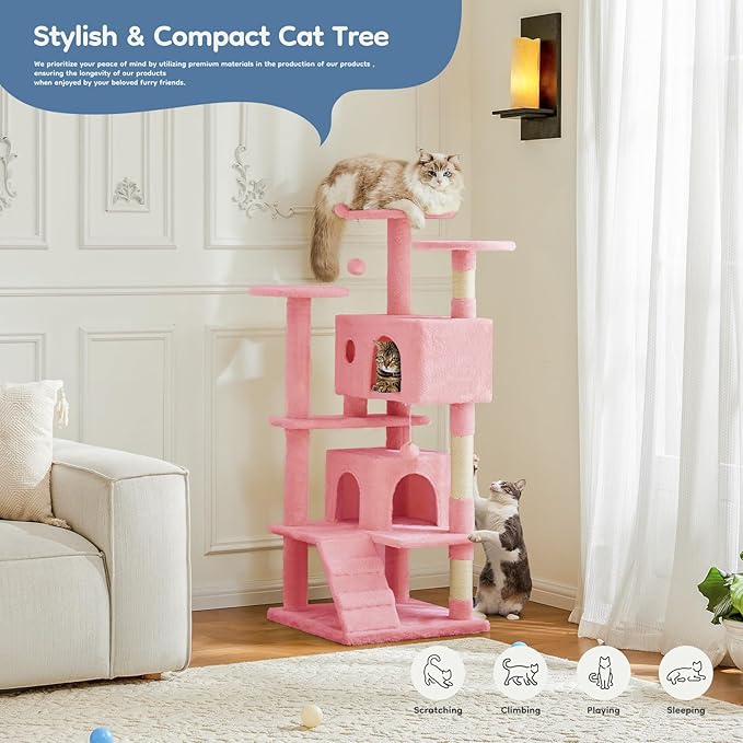 DUMOS 54-inch Indoor Cat Tree Tower –Multi-Level Pet House - Image 7