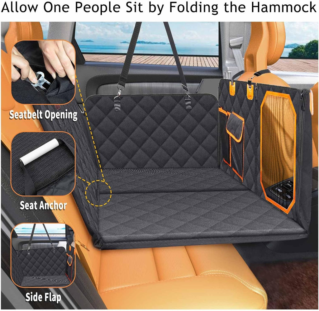 Manificent Back Seat Extender for Dogs, Hard Bottom Dog Car Seat Cover for Back Seat Bed for Car Camping Mattress, Dog Hammock for Car Travel Bed, Car Bed Mattress for Car SUV Truck