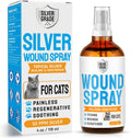 SILVER GRADE Cat Wound Care Spray with Silver – Wounds, Rashes, Hot Spots, Itch, Scratching, Irritation, Bites & Burns – Use a Cat Cone to Prevent Licking – Safe Formula – 4 Oz