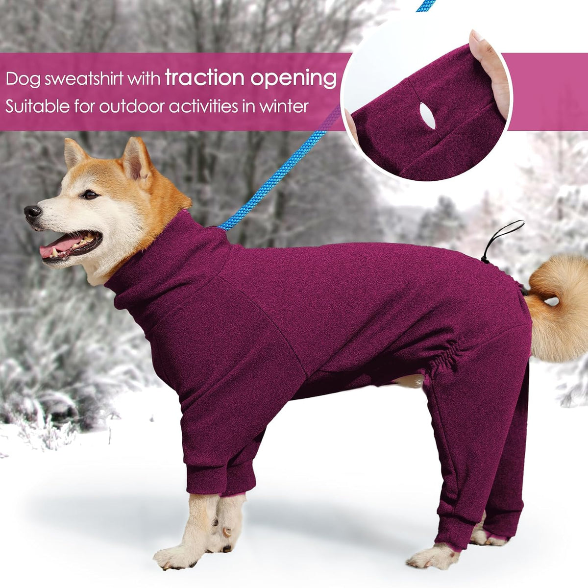Dotoner Pullover Dog Sweater with Leash Hole - High Collar Cold Weather Vest for Large Dogs - Indoor & Outdoor Use