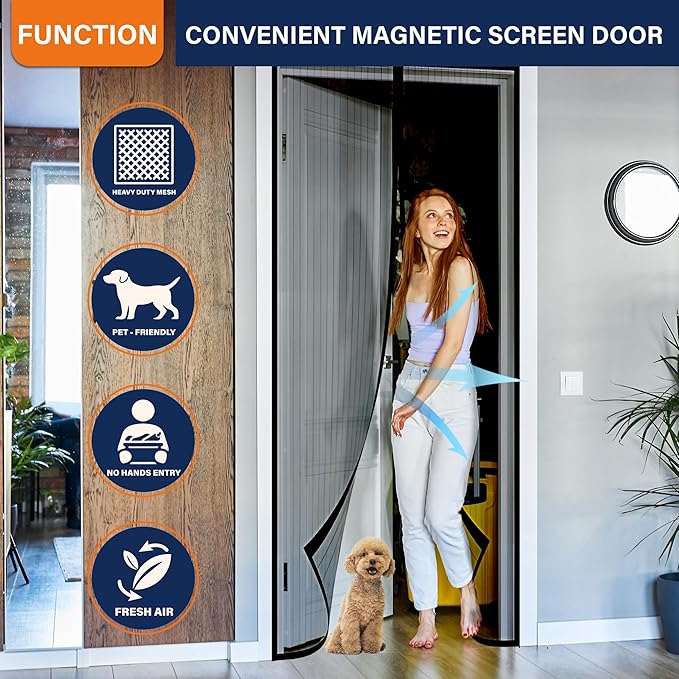 Magnetic Screen Door, Self Sealing Magnets, Easy Install Screen Doors - Image 6