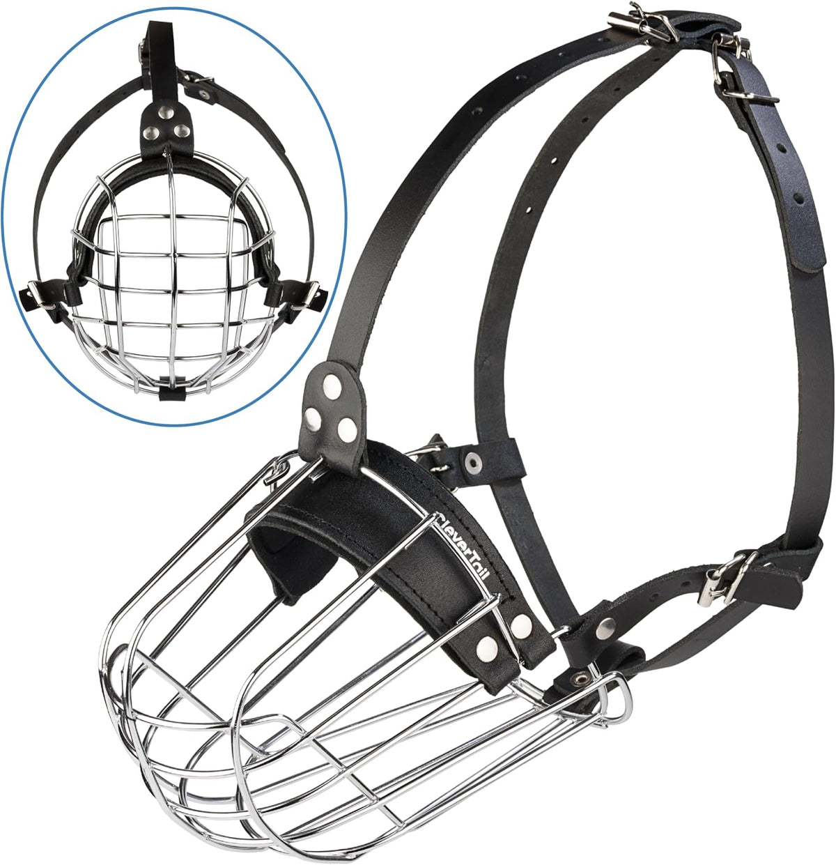 Metal Pitbull Muzzle for Large Sized Dog – Basket Muzzle for Dogs with Adjustable Leather Straps – Steel Cage Dog Muzzles to Prevent Biting – Mouth Guard for Large and Medium Pitt Bull