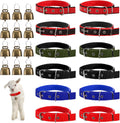 Coloch 12 Pack Goat Collars with Bells, Adjustable Nylon Sheep Collar with Anti-Lost Loud Cow Bells Small Copper Bronze Bells for Sheep, Cow, Goat, Dog