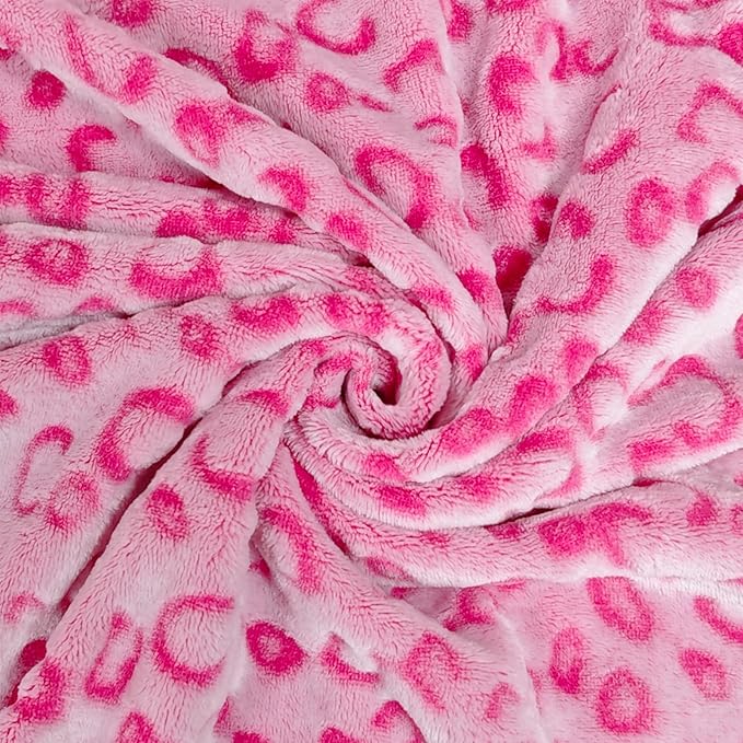 Bnuitland Pink Leopard Print Flannel Throw Blanket, 300 GSM Double Sided Fuzzy - Image 5