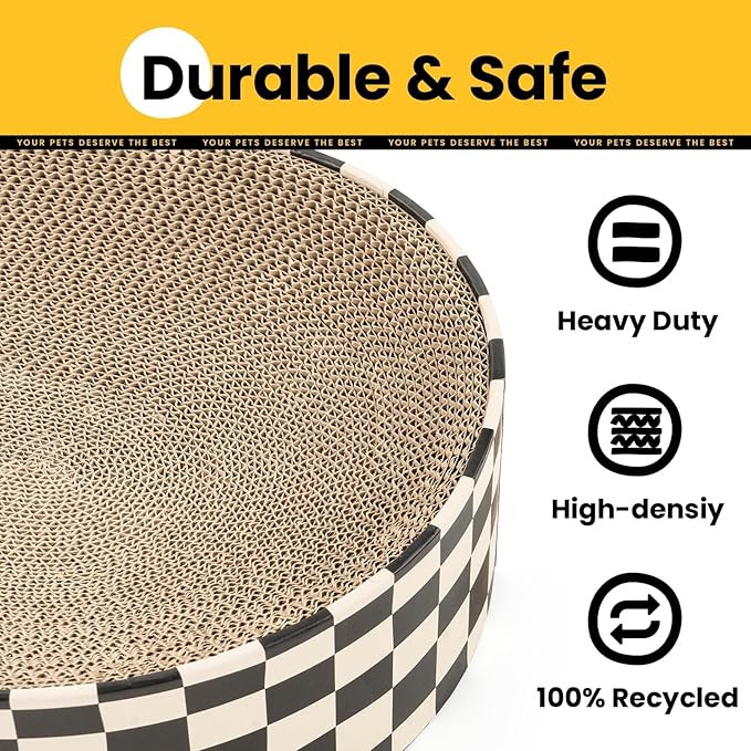 Cat Scratcher Cardboard, 2-in-1 Oval Scratching Pad & Lounge Bed, High-Density - Image 6