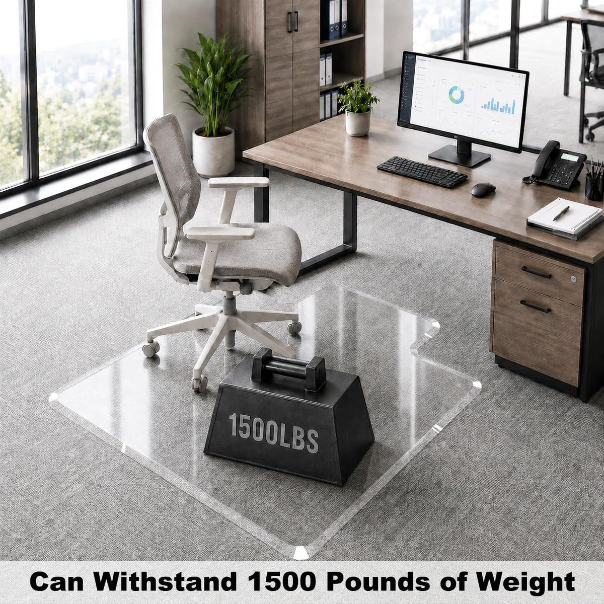 MESAILUP Beveled Edge Office Chair Mat with Lip for Carpet or Hardwood Floor, Crystal Clear 36" x 48" for a Smooth Glide and Easy Roll On/Off, Hard Heavy Duty and Non-Slip Desk Chair Mat