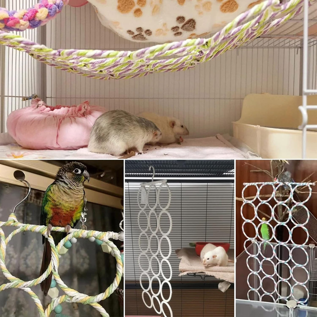 1Pcs Rat Climbing Rope Net Toy for Cage, Bird Hemp Rope Perch Swing, Ladder Ropes Bridge Hanging Hammock & Wooden Rat Climbing Toys, Natural Pet Rats Cage Accessories Climb Ladder