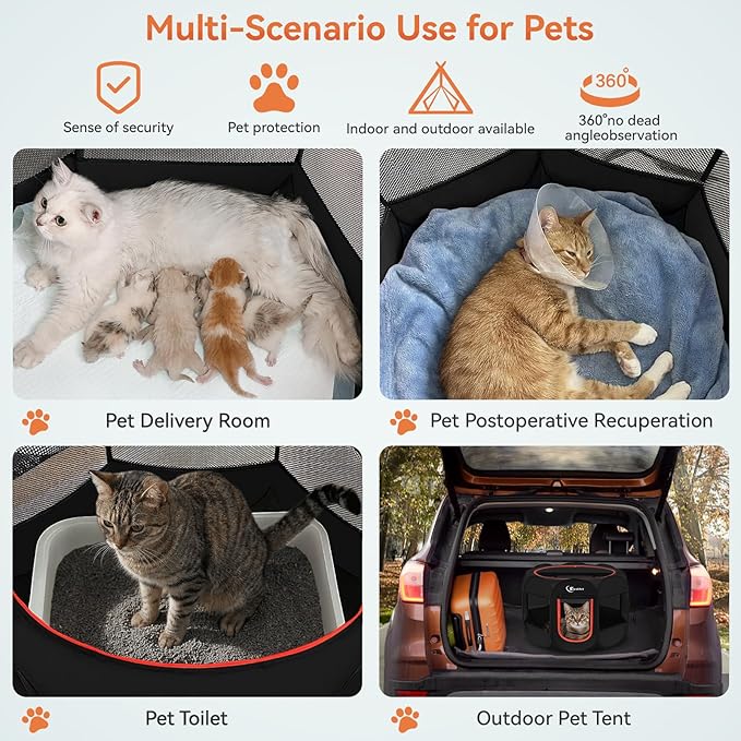 Black Dog Cat Playpen, Puppy Pet Playpen Indoor - Image 3