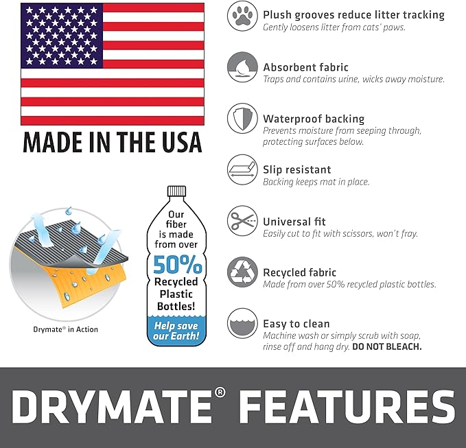 Drymate Cat Litter Box Mat, Litter Trapping Mat, Waterproof, Urine-Proof - Image 7