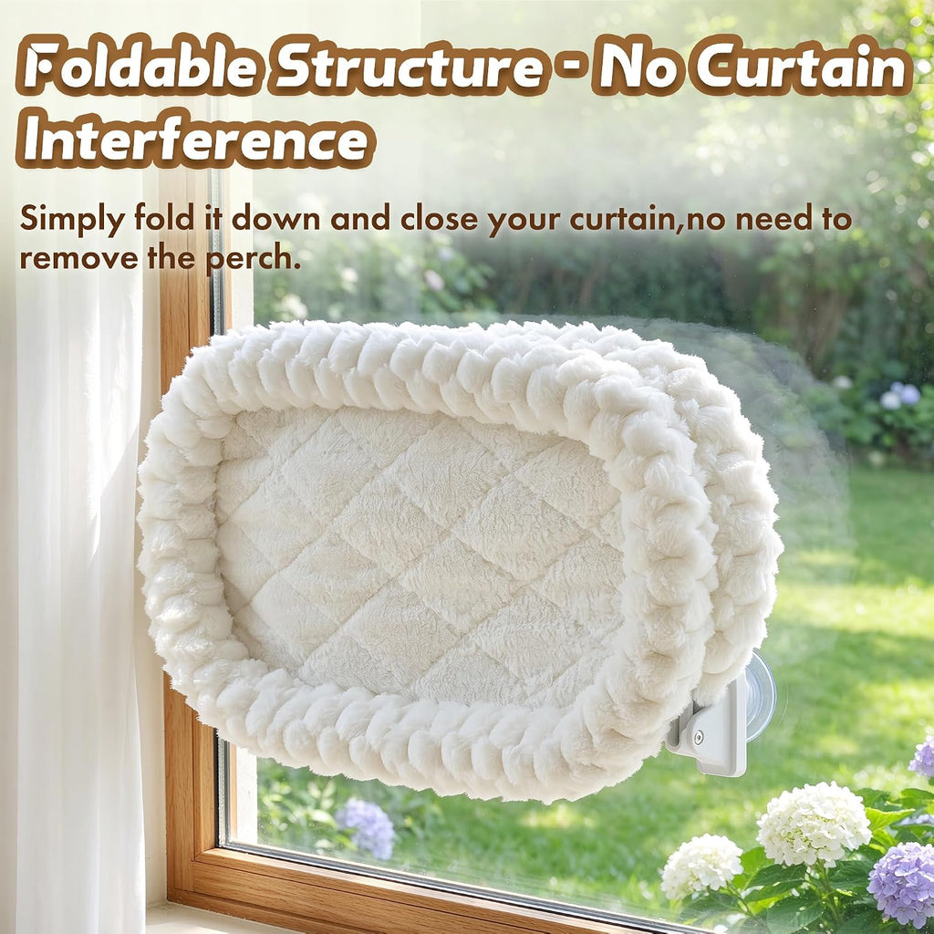 Zoratoo Dual-Sided Bolster Cat Window Perch, Foldable Cloud Cat Bed,M White