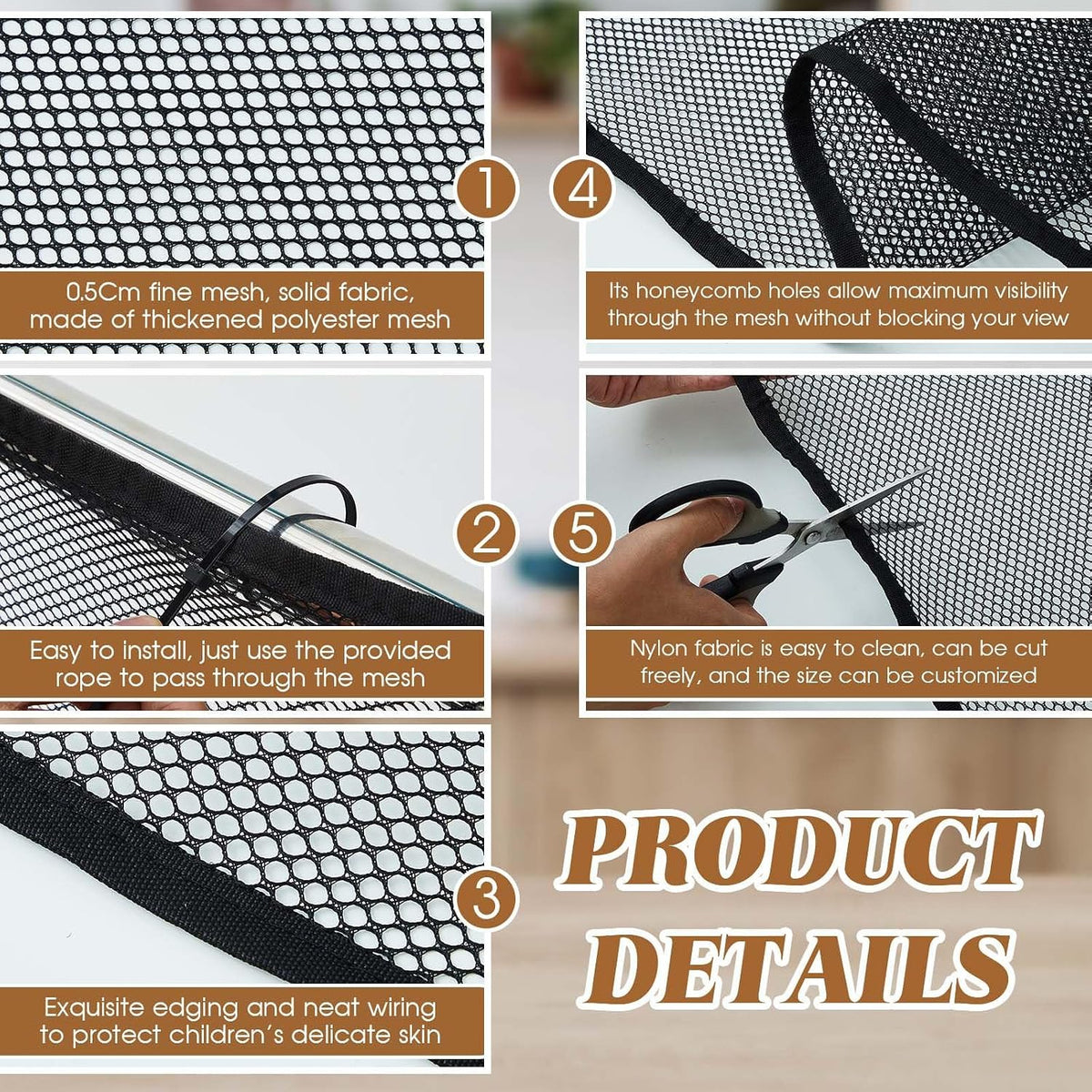Hosuly Banister Guard Balcony Netting, 15 x 3 ft, Black, 1 Set
