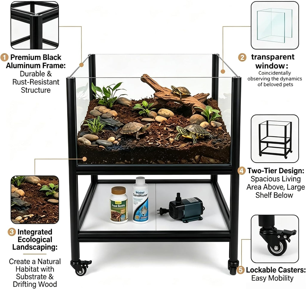 Aluminum Alloy Turtle Terrarium Enclosure with Stand