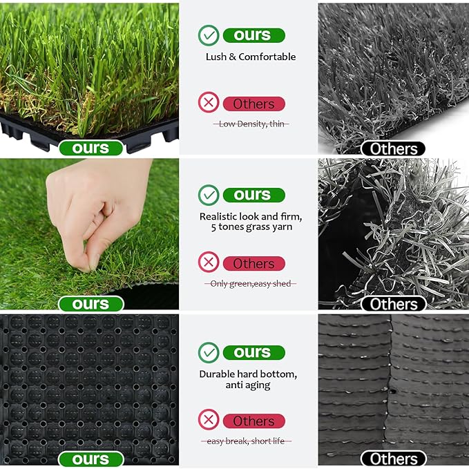XLX TURF Interlocking Fake Grass Tiles Pad - Image 4