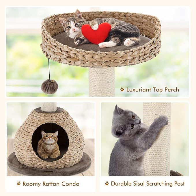 PETSITE Modern Cat Tree Tower, Paper Rope Natural Bowl Shaped - Image 2