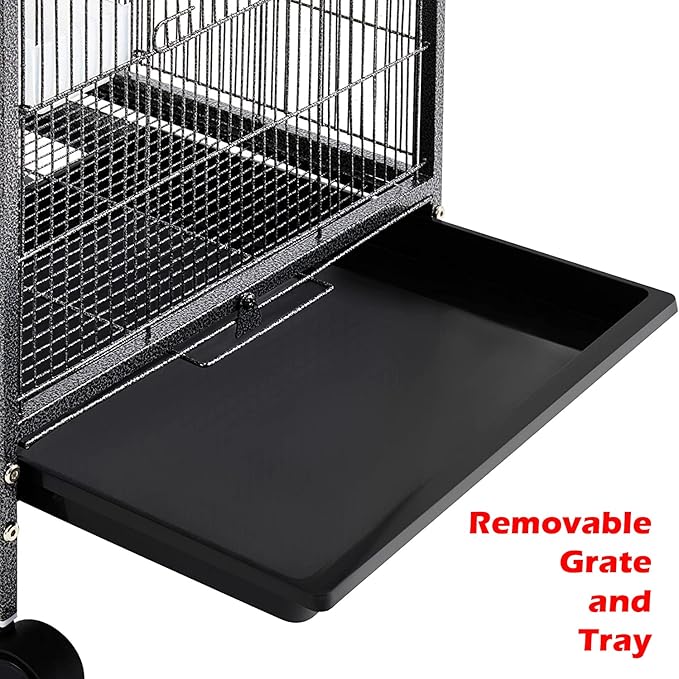 36-Inch Deluxe Sturdy Wrought Iron Bird Flight Open Play Top Cage - Image 5