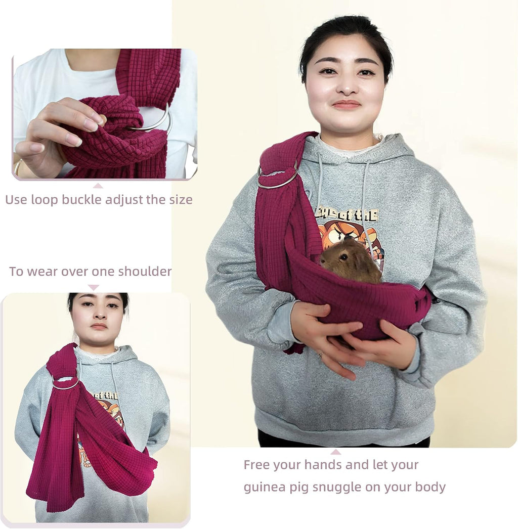 Guinea Pig Sling Carrier Bonding Pouch with Adjustable Shoulder Strap Snuggle Bag for Guinea Pig