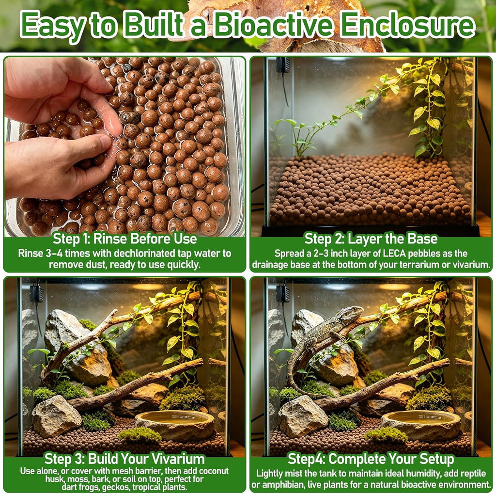 Riare 10LBS Organic Expanded Clay Balls Terrarium Substrate for Reptiles