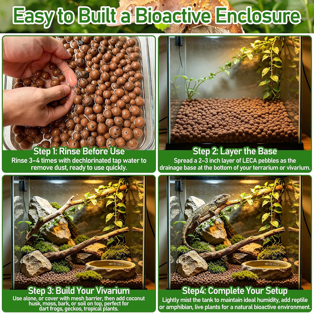 Riare 10LBS Organic Expanded Clay Balls Terrarium Substrate for Reptiles