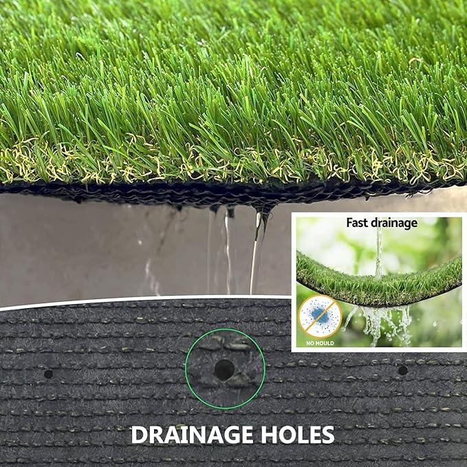 Artificial Grass Rug Outdoor Indoor 10FTX22FT Fake Grass Carpet Green Synthetic - Image 5