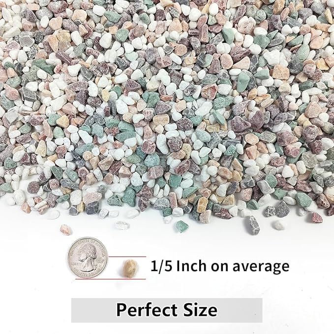 2LB Succulent and Cactus Gravel Pebbles, 1/5 Inch Natural Decorative Polished - Image 2