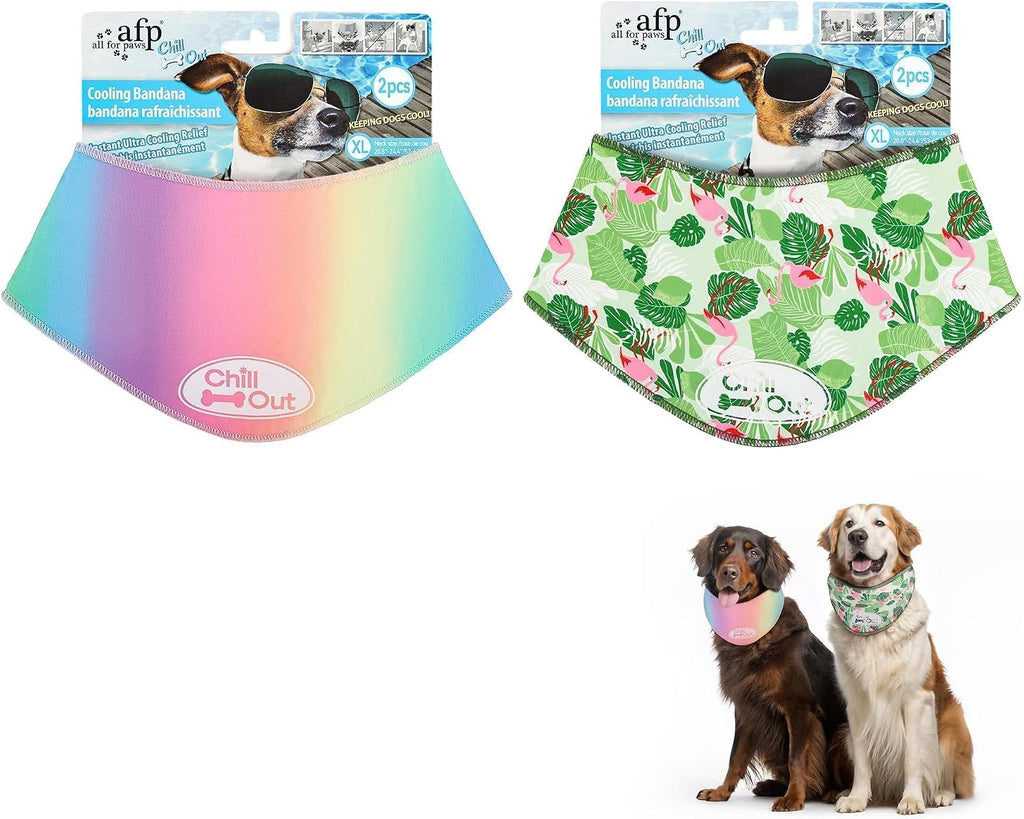 ALL FOR PAWS 2 Pack Cooling Bandana for Dogs,Dog Cooling Neck Wrap, Ice Dog Bandanas for Large Dogs, Cooling Scarf for Dogs, Blue Neck Cooler for Dogs(XL, Neck Girth 20.8-24.4 Inch)