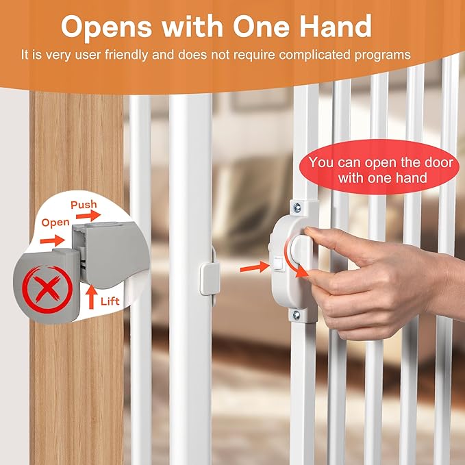 71“ Extra Tall Cat Gate for Doorway: 37.4-41.3” Wide Pet Gate, Auto Close/One - Image 2