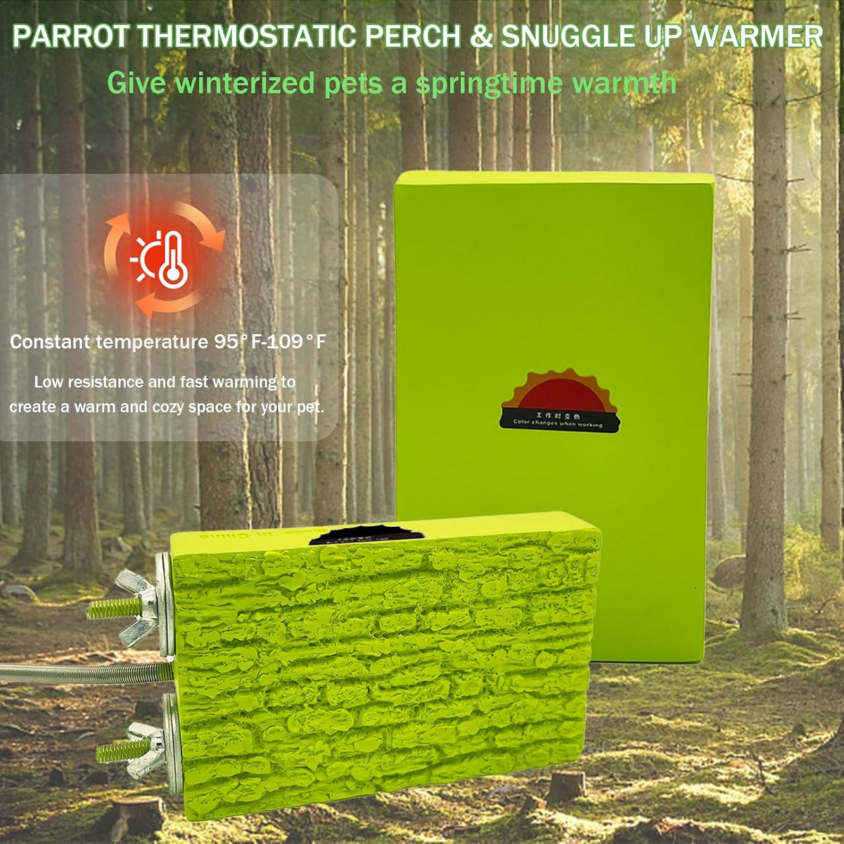 Bird Cage Heater Warmer Heated Bird Perch 2PCS Constant Temperature 12V 5W