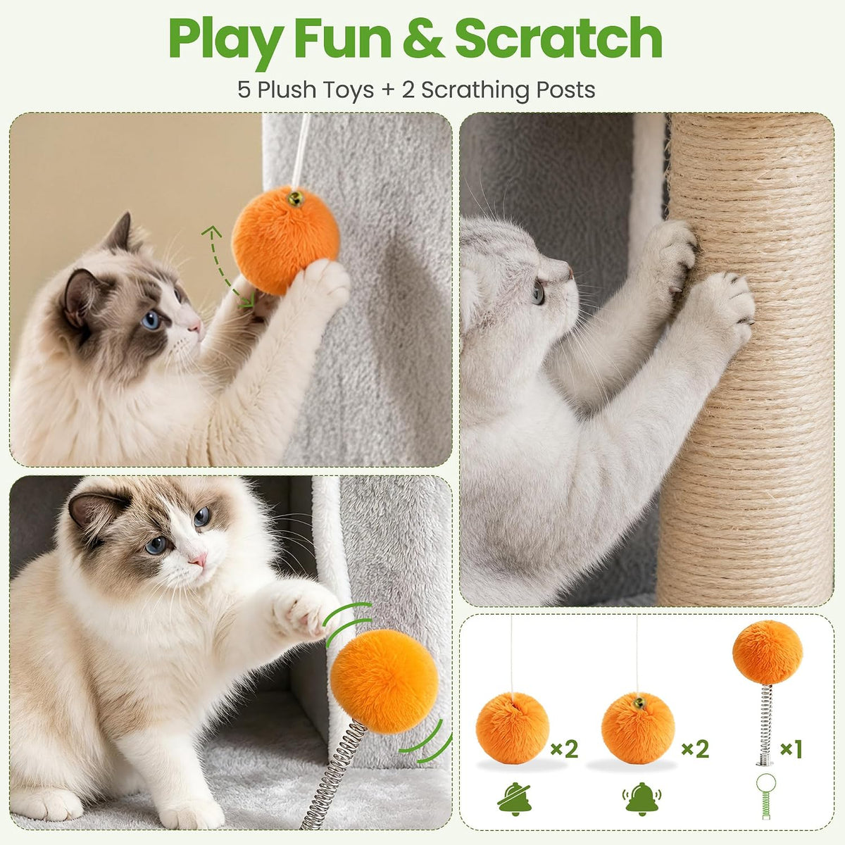 Small Cat Tree Tower Scratching Post for Indoor Cats Large Adult