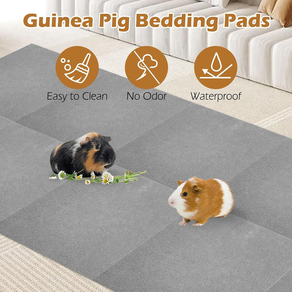 Hamiledyi Guinea Pig Cage Liner 10 Pcs Washable Small Animal Cage Mats for Rabbit Reusable Sleep Bedding Mats for Bunny Ferret Hamster Mouse or Other Small Pets (11.8" L x 11.8" W Grey)