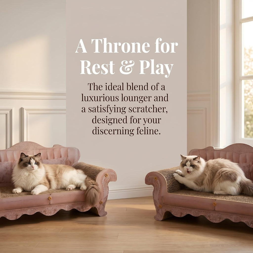 Cat Scratcher Bed Sofa,Extra Large 24 Inch Kitty Couch, Modern Large Kitten Lounger for Indoor Cats,Unique Cute Corrugated Cardboard Cat Sofa Scratcher