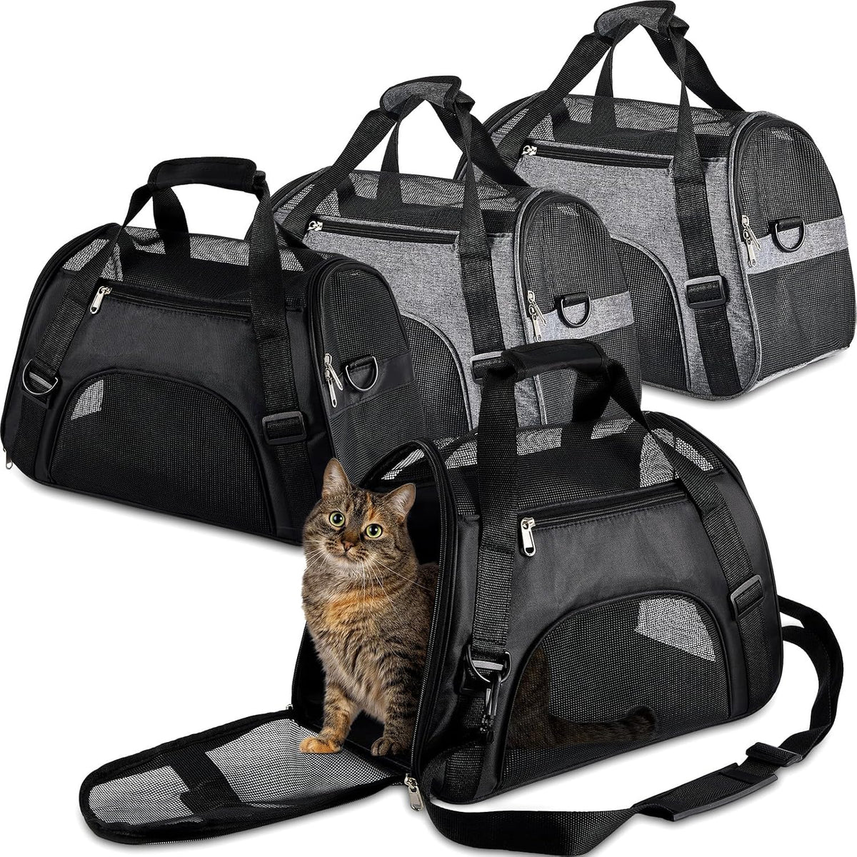 Sweetude 4 Pcs Cat Carrier Soft-Sided Pet Carrying Bag for Cat Under 13 Lbs