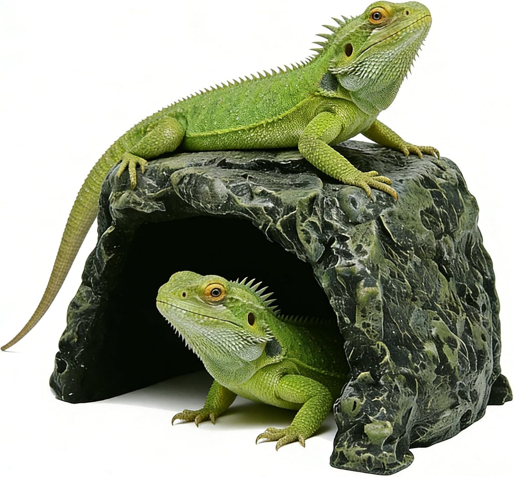 Generic Rock Hide Cave for Reptiles & Amphibians, Large Aquarium Fish Hide Cave Decoration, Stone Cave Hide House Terrarium & Aquarium Accessories for Betta, Shrimp, Turtle, Bearded Dragons, Lizards