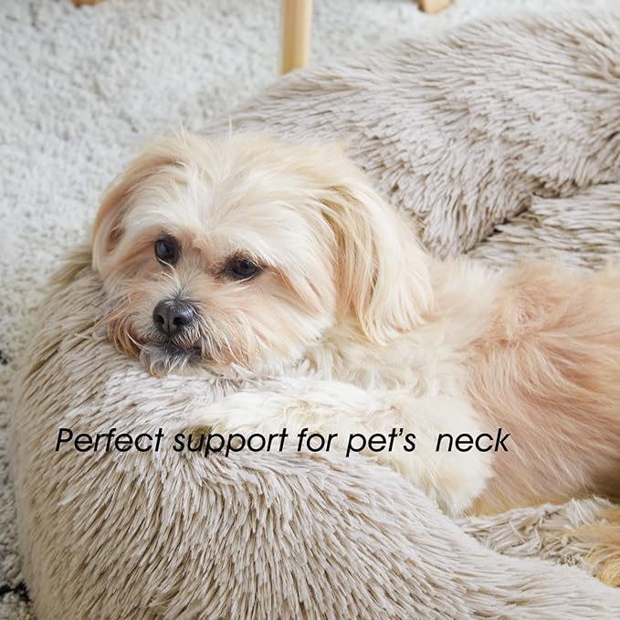 Calming Dog Bed & Cat Bed, Anti-Anxiety Donut Dog Cuddler Bed, Warming Cozy - Image 5